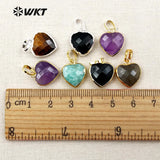 Mini Heart Shape Necklaces Pendants Natural Raw Crystal Quartz