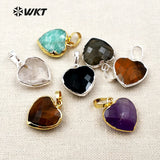 Mini Heart Shape Necklaces Pendants Natural Raw Crystal Quartz