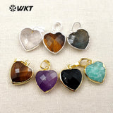 Mini Heart Shape Necklaces Pendants Natural Raw Crystal Quartz