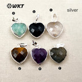 Mini Heart Shape Necklaces Pendants Natural Raw Crystal Quartz