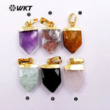Colorful Mini Spear Stone Pendant Necklaces