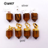 Silver Plated Tiger Eye Bullet Charms for Jewelry Making