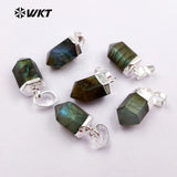 Labradorite Sparkling Women Pendant Silver Plated Mini Bullet Shape