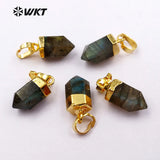 Labradorite Sparkling Women Pendant Silver Plated Mini Bullet Shape