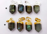 Labradorite Sparkling Women Pendant Silver Plated Mini Bullet Shape