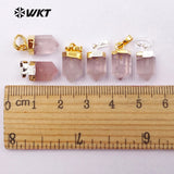 Pink Quartz Silver Circle Rose Crystal Necklace Pendant Women Jewelry DIY