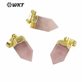 Pink Quartz Silver Circle Rose Crystal Necklace Pendant Women Jewelry DIY