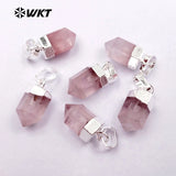 Pink Crystal Silver Plated Rose Crystal Necklace Pendant for Women