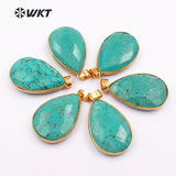 Green Natural Stone Women Necklace Pendant Circle Charms Jewelry
