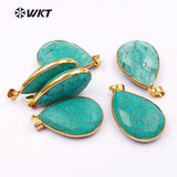 Green Natural Stone Women Necklace Pendant Circle Charms Jewelry