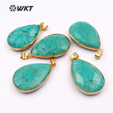 Green Natural Stone Women Necklace Pendant Circle Charms Jewelry
