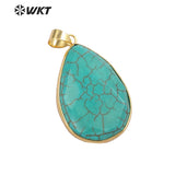 Green Natural Stone Women Necklace Pendant Circle Charms Jewelry