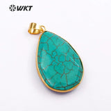 Green Natural Stone Women Necklace Pendant Circle Charms Jewelry