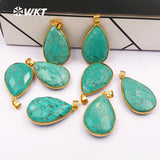Green Natural Stone Women Necklace Pendant Circle Charms Jewelry