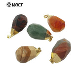 Multi-color Gemstone Pendant Irregular Stone Electroplated Jewelry Finding