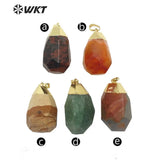 Multi-color Gemstone Pendant Irregular Stone Electroplated Jewelry Finding