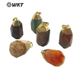 Multi-color Gemstone Pendant Irregular Stone Electroplated Jewelry Finding