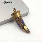Vintage Bohemian Brass Horn Pendant Tibetan Boho Necklace Jewelry