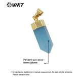 Natural Aqua Jade Hexagonal Cone Pendant for Women
