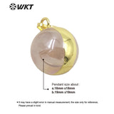 Natural Stone Pink Crystal Ball Pendant Two Tone Plated Necklace Earring