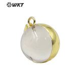 Natural Stone Pink Crystal Ball Pendant Two Tone Plated Necklace Earring