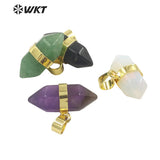 Natural Stone Double Bullet Pendant Jewelry Set