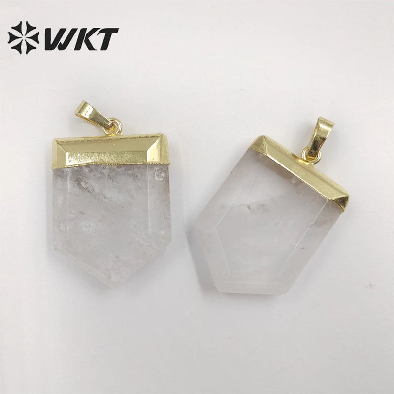 Crystal Quartz Point Stone Spike Pendant Double Faceted