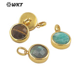 Gemstone Round Women Pendant Gold-Plate Party Pendant