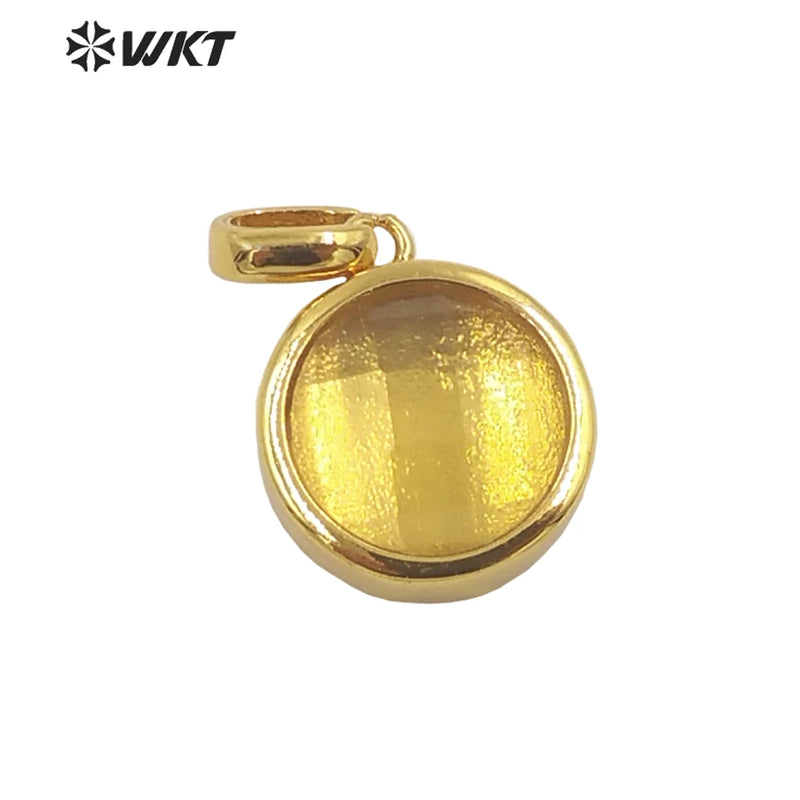 Gemstone Round Women Pendant Gold-Plate Party Pendant
