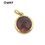 Gemstone Round Women Pendant Gold-Plate Party Pendant