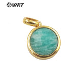 Gemstone Round Women Pendant Gold-Plate Party Pendant