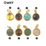 Gemstone Round Women Pendant Gold-Plate Party Pendant