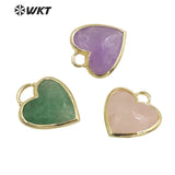 Gemstone Heart Charms Pendant Rose Quartz Amethyst Lapis Bezel Jewelry