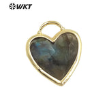 Gemstone Heart Charms Pendant Rose Quartz Amethyst Lapis Bezel Jewelry