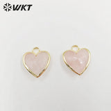 Gemstone Heart Charms Pendant Rose Quartz Amethyst Lapis Bezel Jewelry