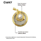 Round Cat Eye Pendant with Pearl Charm and Stone Accents