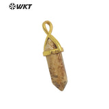 Spirit Quartz Double Point Bullet Pendant Cap Hexagon Stone Jewelry