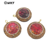 Magic Red Shell Pendant with Tourmaline Stone Charm