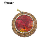 Magic Red Shell Pendant with Tourmaline Stone Charm