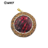 Magic Red Shell Pendant with Tourmaline Stone Charm