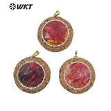 Magic Red Shell Pendant with Tourmaline Stone Charm