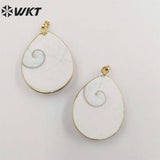 Trumpet shell gem pendant, Retro women's jewelry