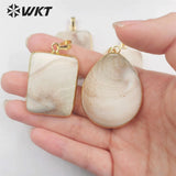 Trumpet shell gem pendant, Retro women's jewelry