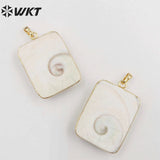 Trumpet shell gem pendant, Retro women's jewelry