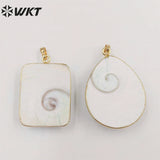Trumpet shell gem pendant, Retro women's jewelry