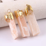 Yellow Citrine Selenite Pendant Natural Gemstone Plated