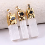 Yellow Citrine Selenite Pendant Natural Gemstone Plated