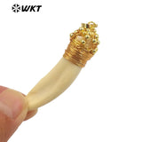 Natural Retro Tooth Beads Gold-Plated Pendant for Car Decoration or Collection