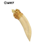 Natural Retro Tooth Beads Gold-Plated Pendant for Car Decoration or Collection