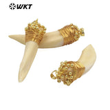 Natural Retro Tooth Beads Gold-Plated Pendant for Car Decoration or Collection